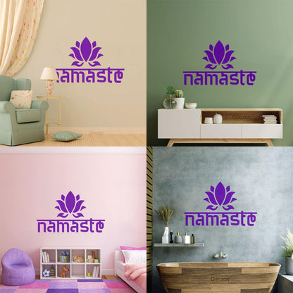 Namaste Lotus Flower Yoga Sanskrit Words Vinyl Wall Decals Can Modify And Add Information