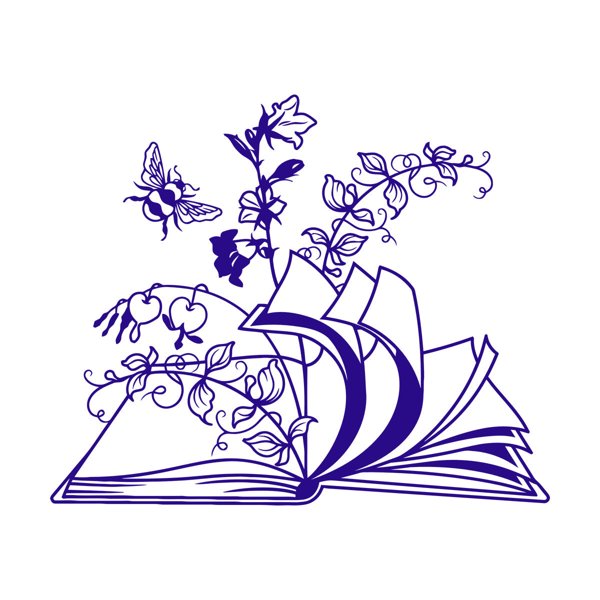 Open Book Floral Flower Library Book Store Wall Vinyl Sticker Decor Window Decals
