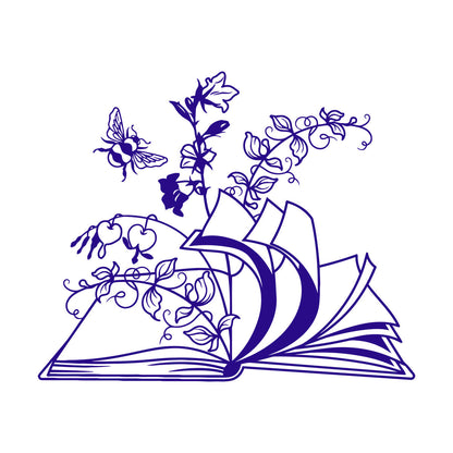 Open Book Floral Flower Library Book Store Wall Vinyl Sticker Decor Window Decals