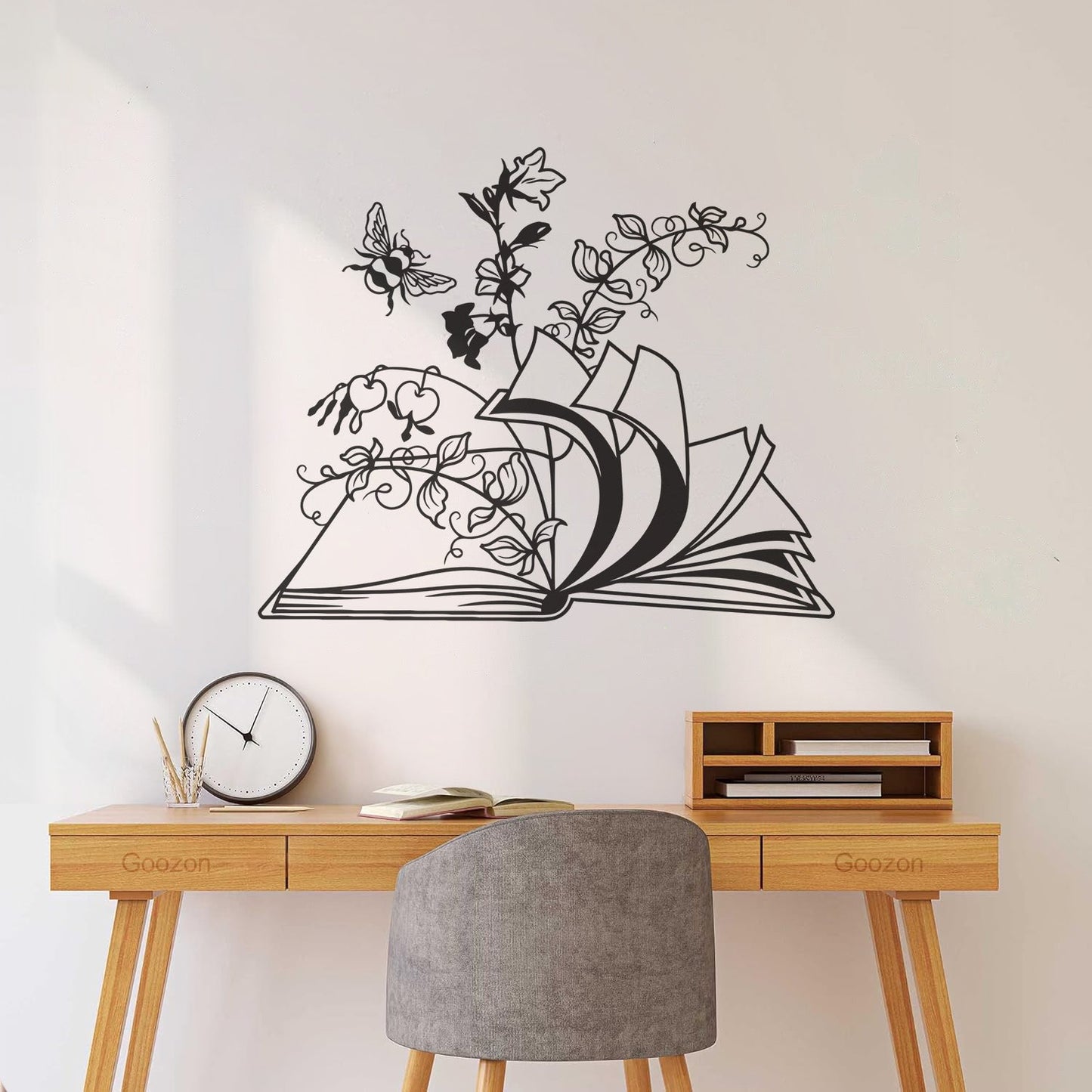 Open Book Floral Flower Library Book Store Wall Vinyl Sticker Decor Window Decals