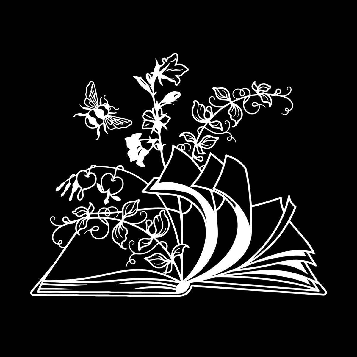 Open Book Floral Flower Library Book Store Wall Vinyl Sticker Decor Window Decals