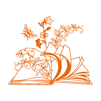 Open Book Floral Flower Library Book Store Wall Vinyl Sticker Decor Window Decals