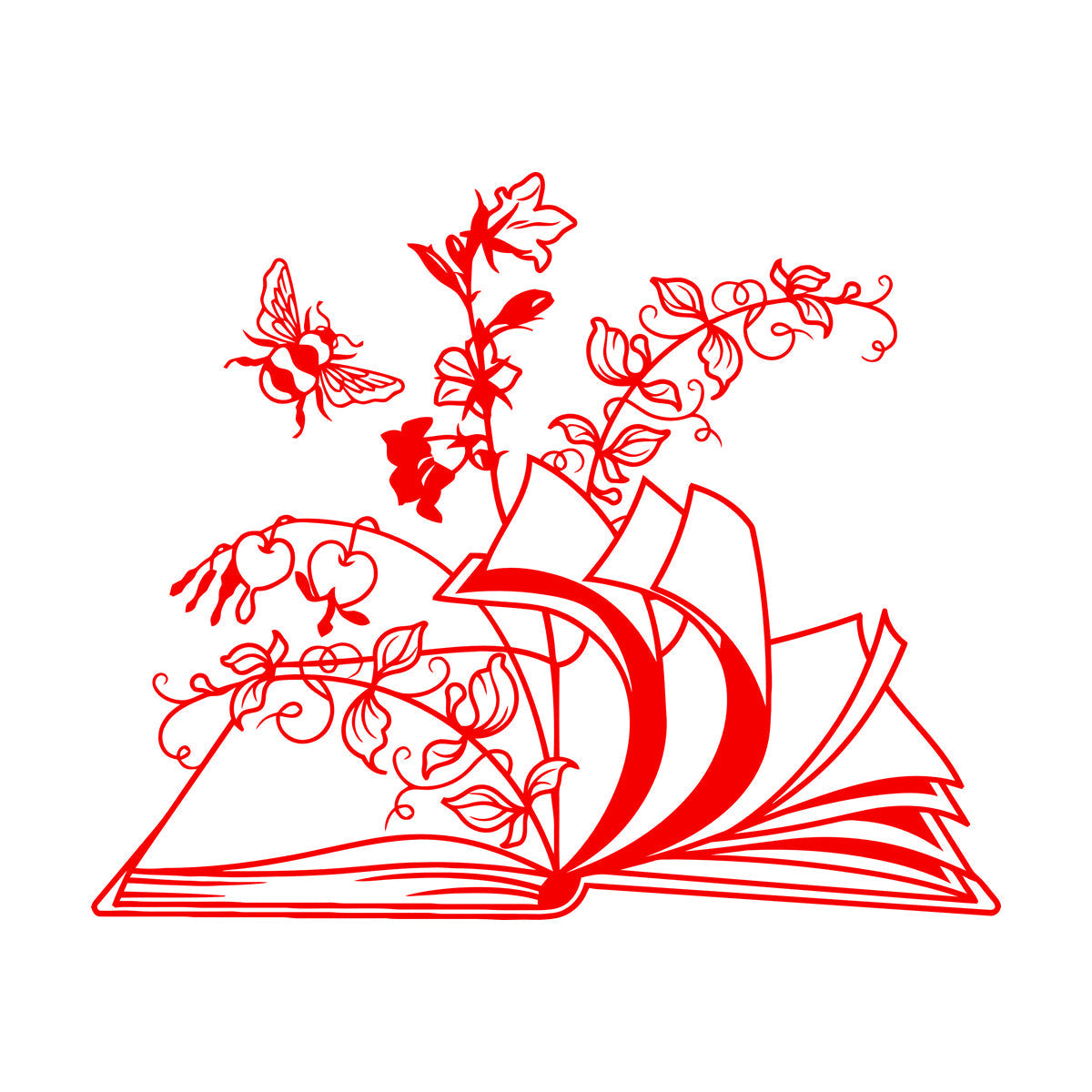 Open Book Floral Flower Library Book Store Wall Vinyl Sticker Decor Window Decals