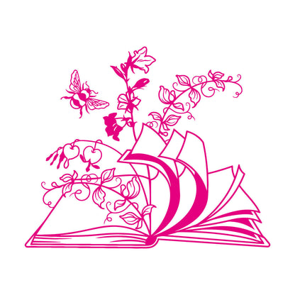 Open Book Floral Flower Library Book Store Wall Vinyl Sticker Decor Window Decals