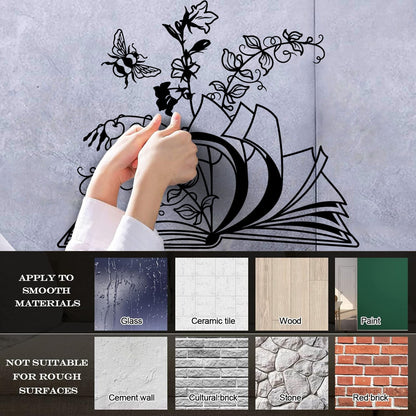 Open Book Floral Flower Library Book Store Wall Vinyl Sticker Decor Window Decals