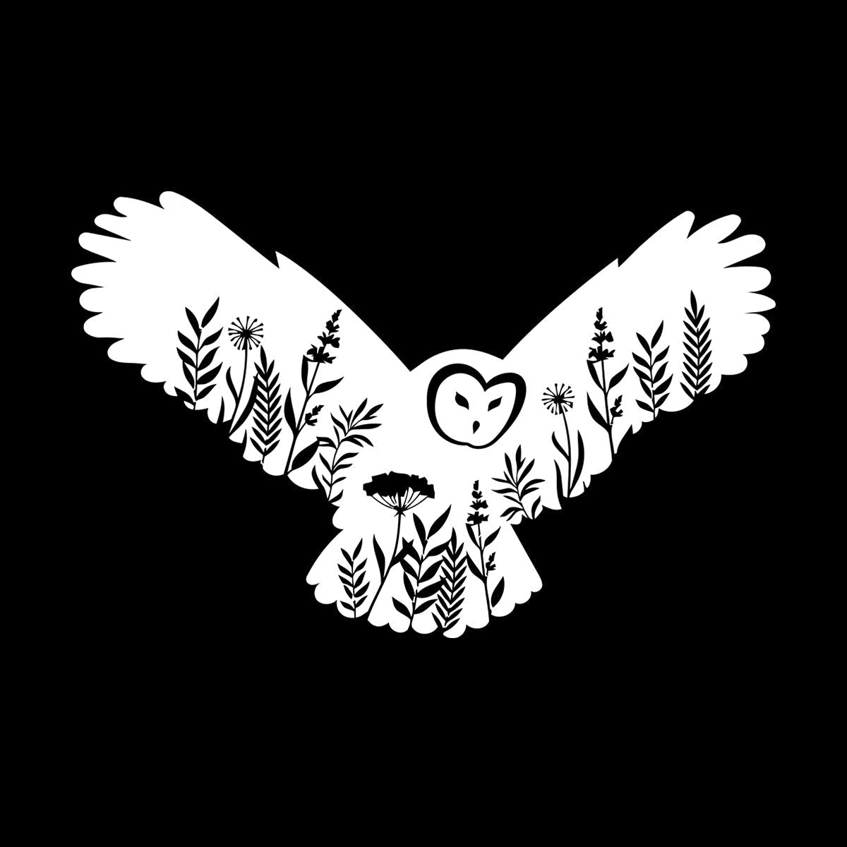 Engraving Stickers Owl Night Bird Flowers Natural Self Adhesive