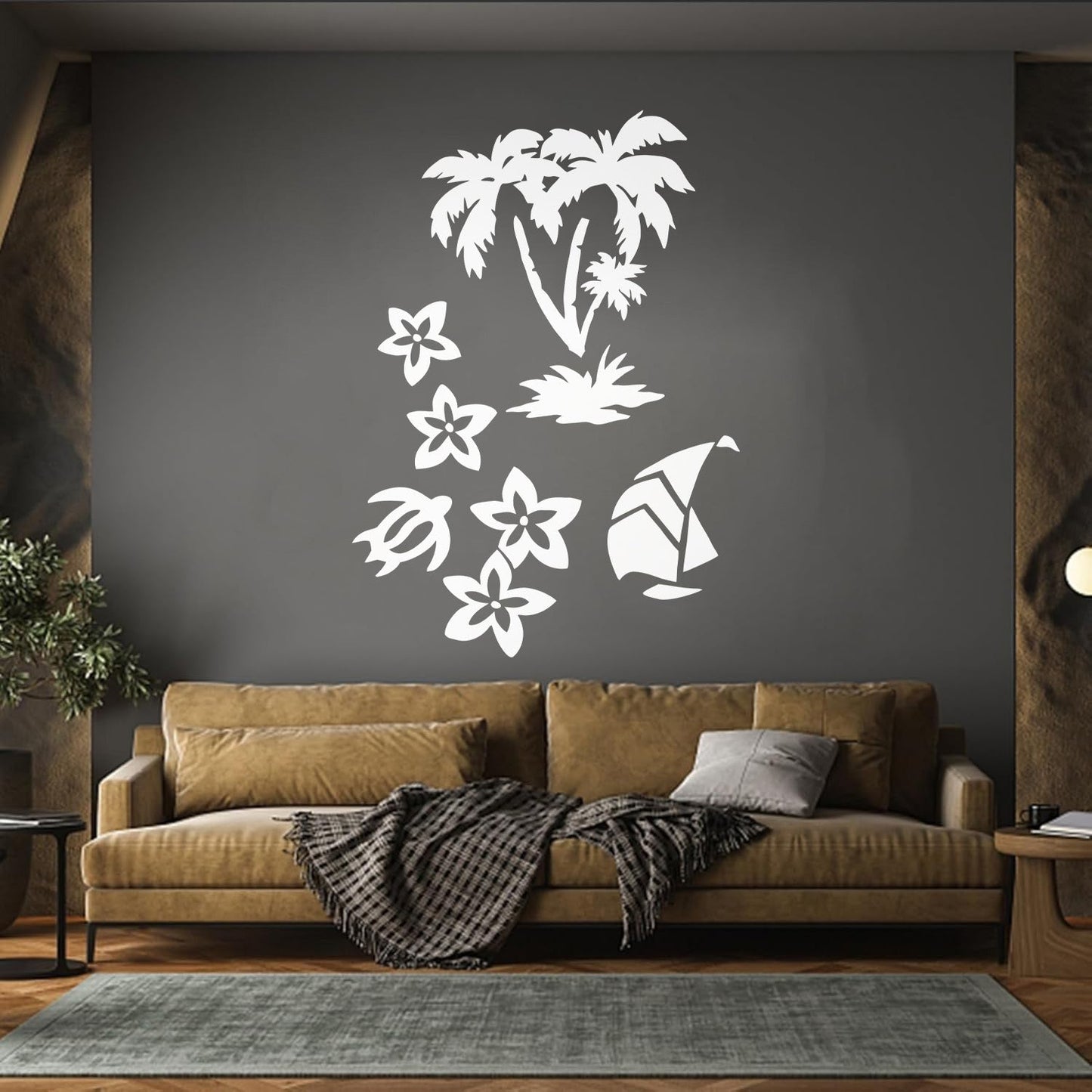 Lettering Decals Palm Tropical Beach Sea Turtle Flower Travel Do Not Damage The Wall Surface