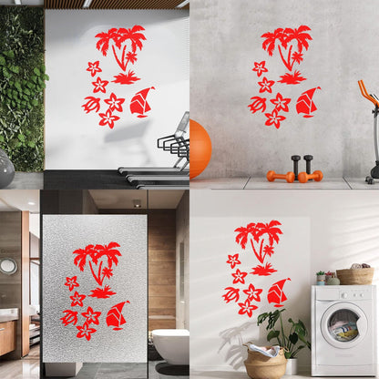 Lettering Decals Palm Tropical Beach Sea Turtle Flower Travel Do Not Damage The Wall Surface