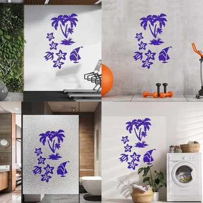 Lettering Decals Palm Tropical Beach Sea Turtle Flower Travel Do Not Damage The Wall Surface