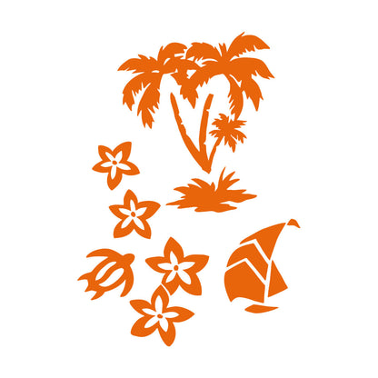 Lettering Decals Palm Tropical Beach Sea Turtle Flower Travel Do Not Damage The Wall Surface