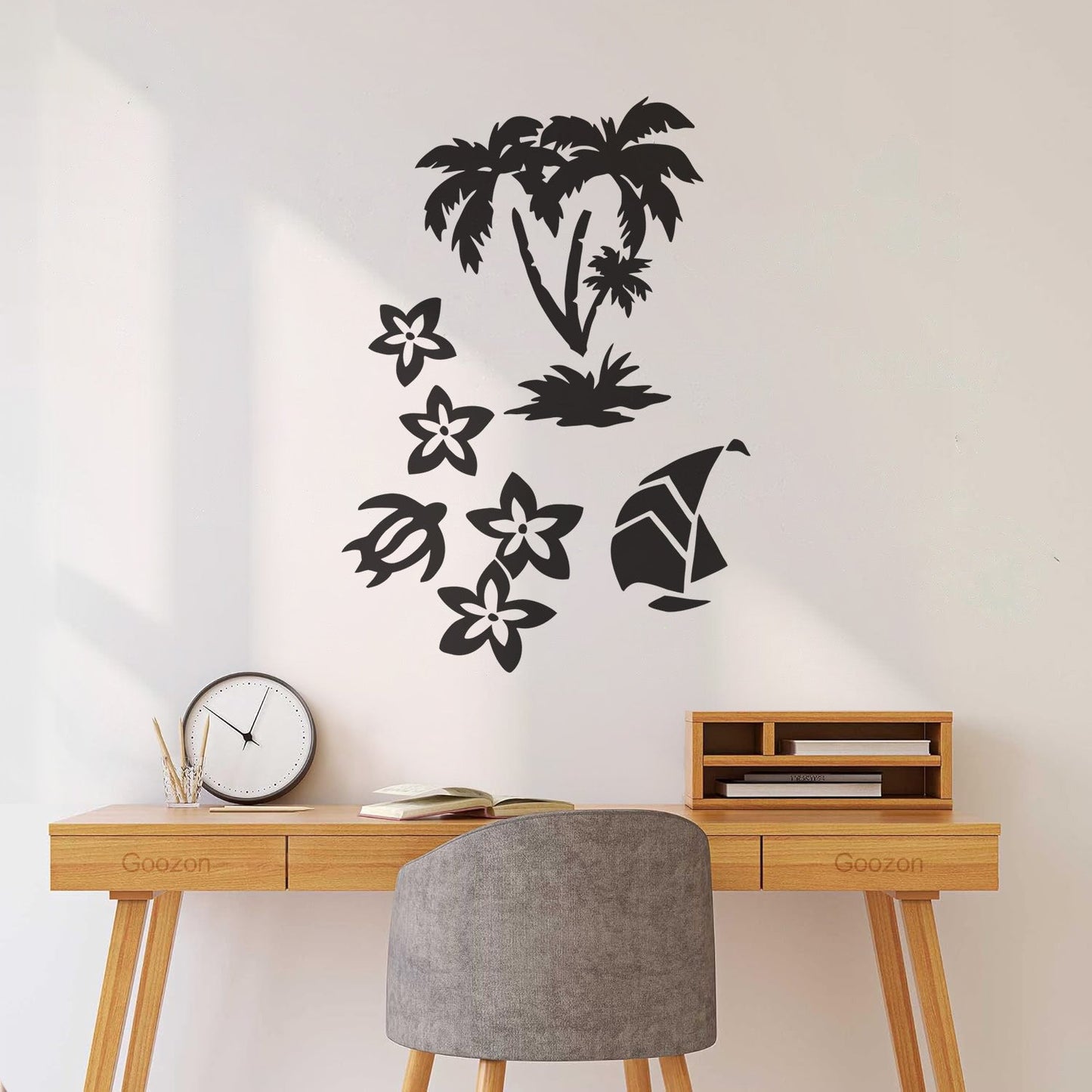 Lettering Decals Palm Tropical Beach Sea Turtle Flower Travel Do Not Damage The Wall Surface