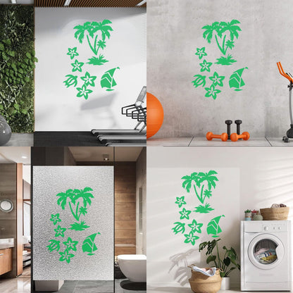 Lettering Decals Palm Tropical Beach Sea Turtle Flower Travel Do Not Damage The Wall Surface