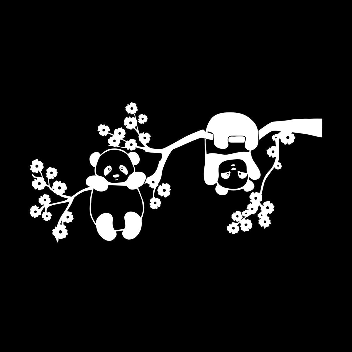 Panda Bears Cute Animals Zoo Tree Branch Flowers Wall Decals Pvc Multi Color Selection