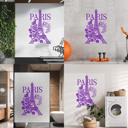 Wall Decals Paster Paper Paris Eiffel Tower Romantic Musical Notes Flowers Easy Installation