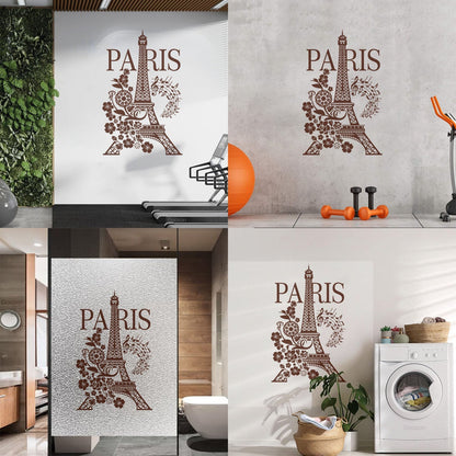 Wall Decals Paster Paper Paris Eiffel Tower Romantic Musical Notes Flowers Easy Installation