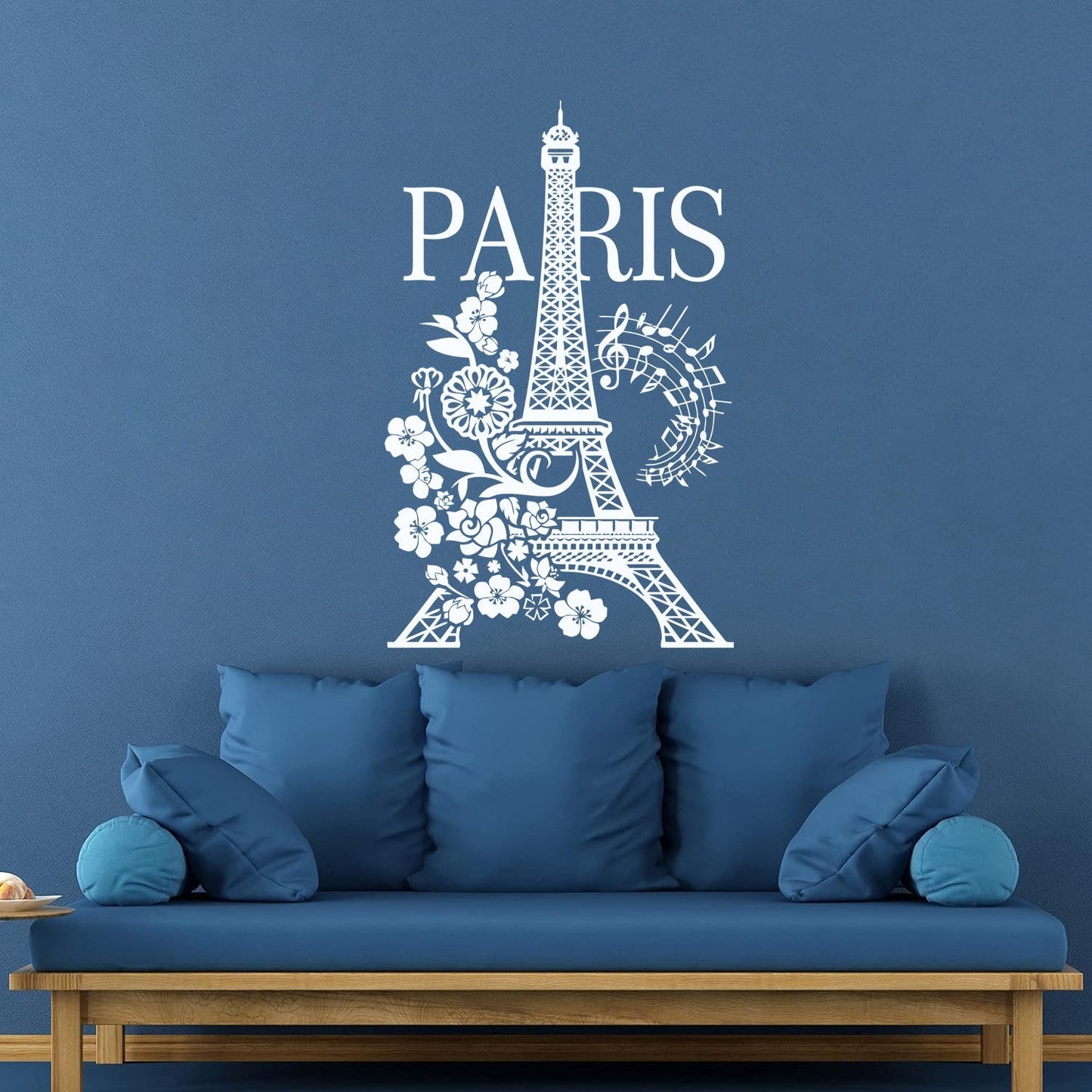 Wall Decals Paster Paper Paris Eiffel Tower Romantic Musical Notes Flowers Easy Installation
