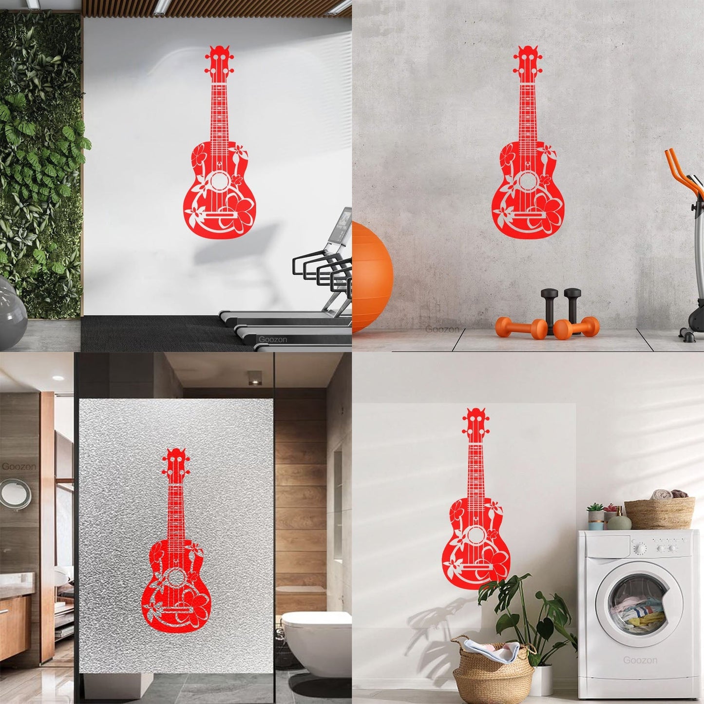 Wall Stickers Paster Paper Acoustic Guitarist Guitar Musician Flowers Hippie Can Modify And Add Information