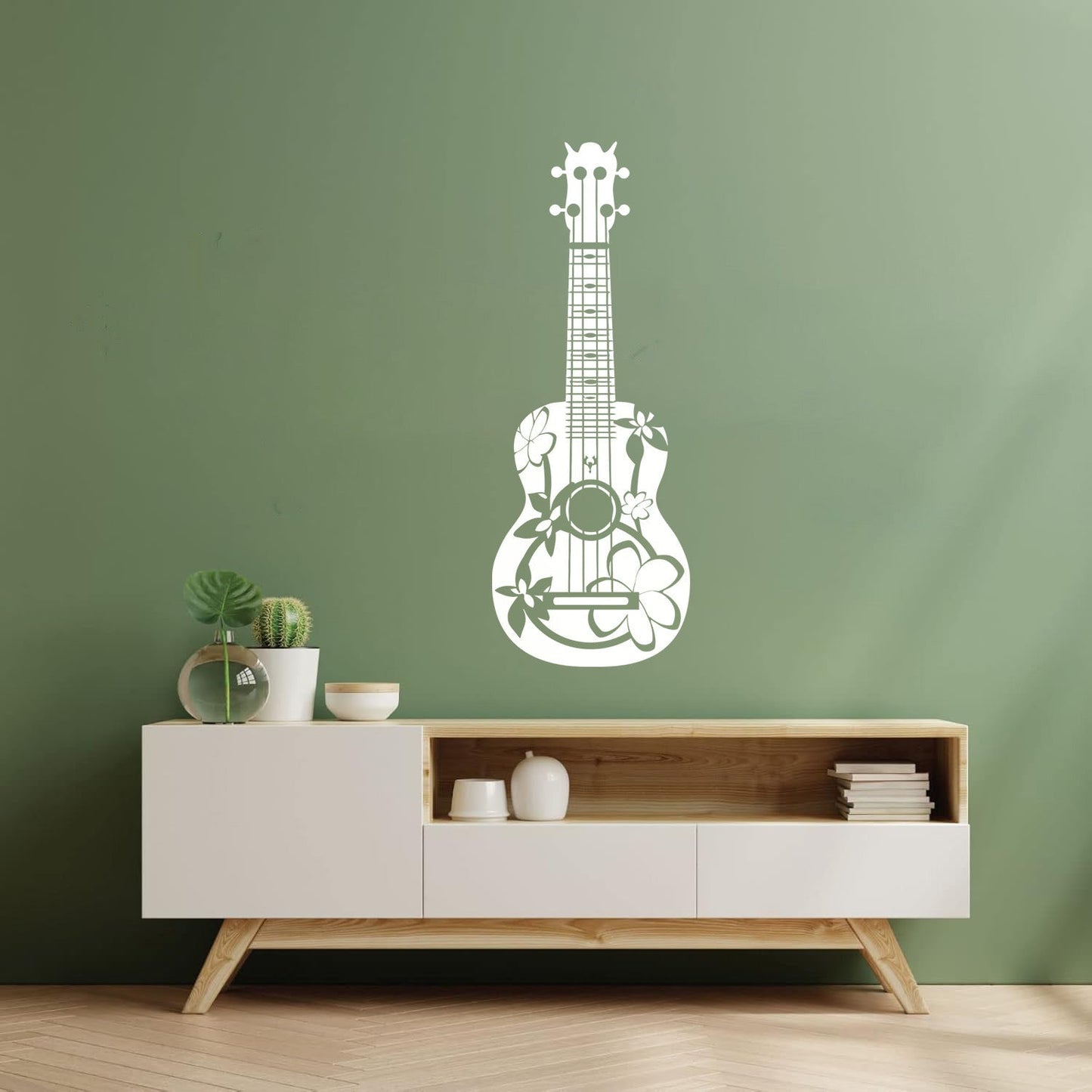 Wall Stickers Paster Paper Acoustic Guitarist Guitar Musician Flowers Hippie Can Modify And Add Information