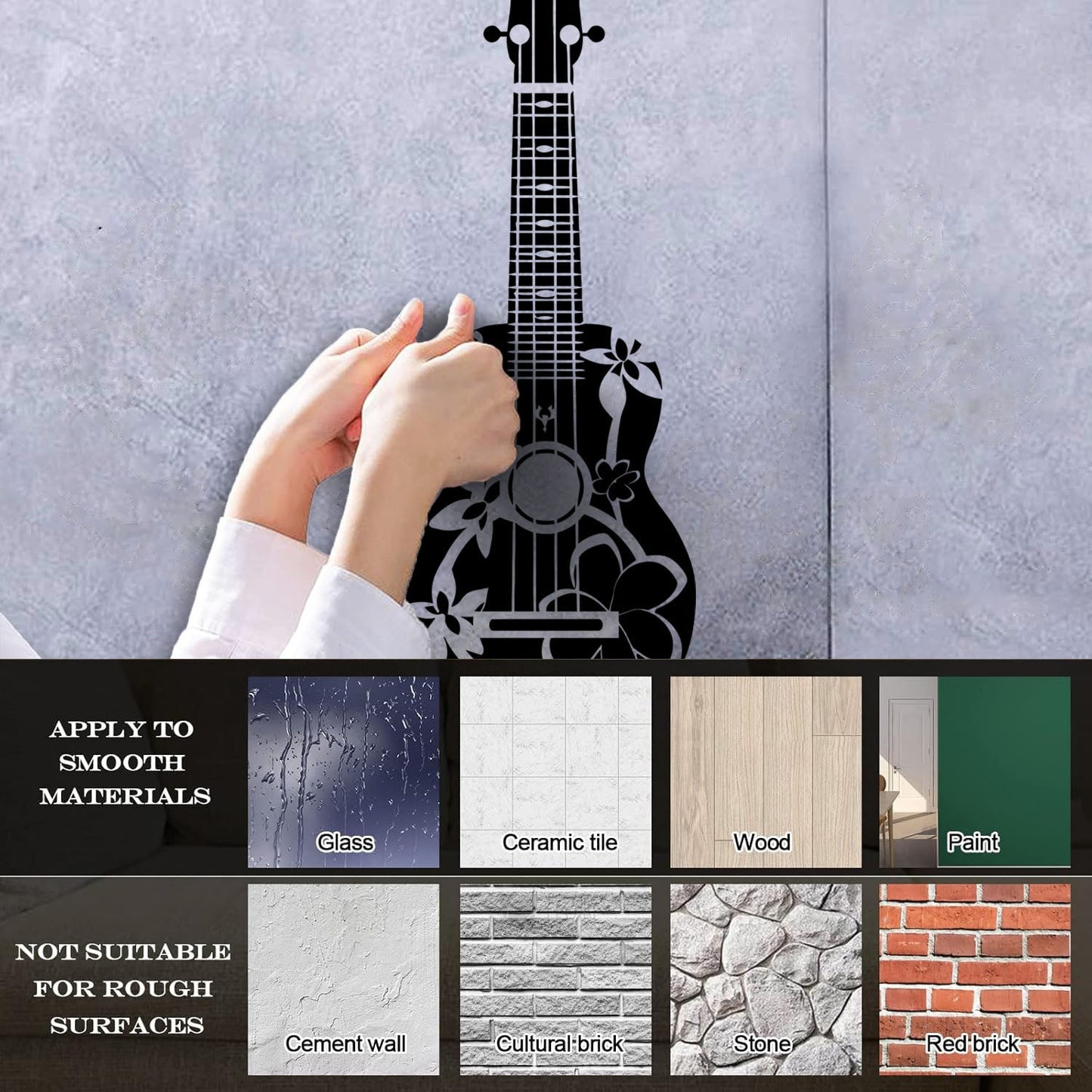 Wall Stickers Paster Paper Acoustic Guitarist Guitar Musician Flowers Hippie Can Modify And Add Information