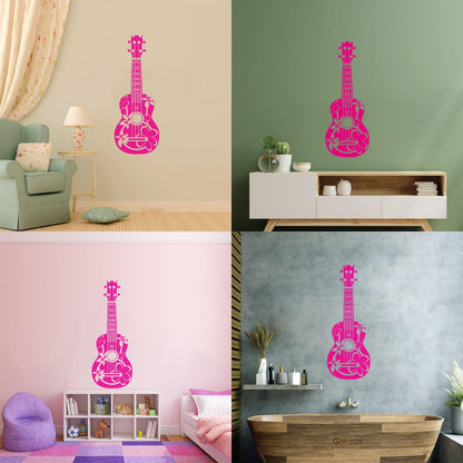 Wall Stickers Paster Paper Acoustic Guitarist Guitar Musician Flowers Hippie Can Modify And Add Information