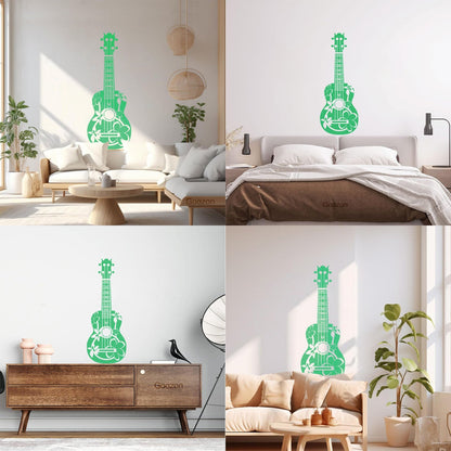 Wall Stickers Paster Paper Acoustic Guitarist Guitar Musician Flowers Hippie Can Modify And Add Information