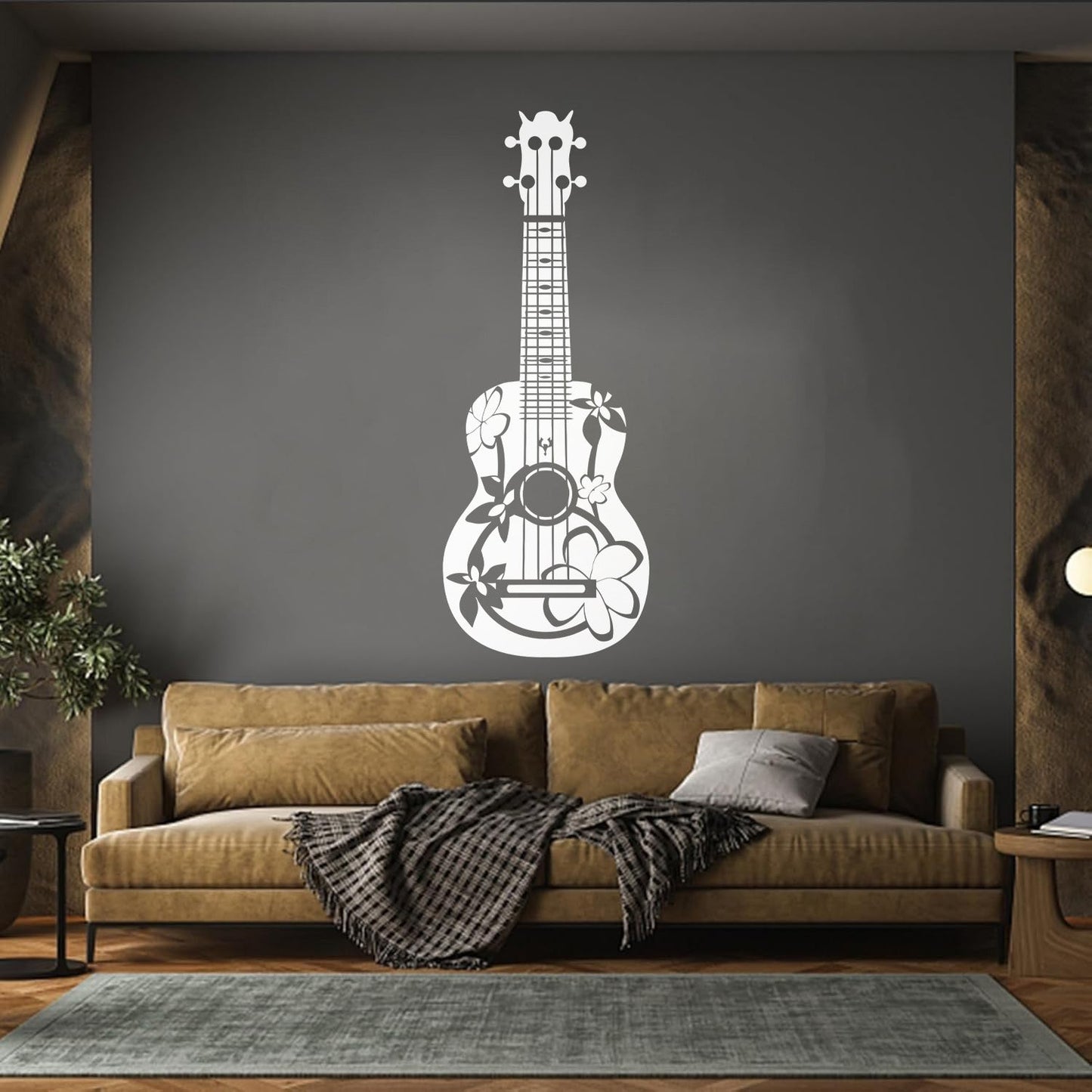 Wall Stickers Paster Paper Acoustic Guitarist Guitar Musician Flowers Hippie Can Modify And Add Information