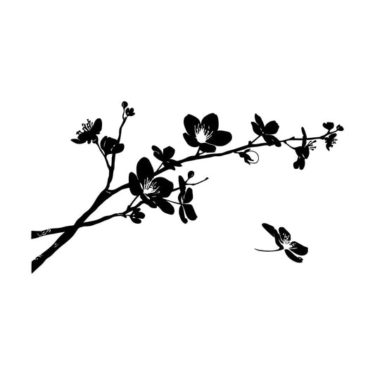 Lettering Decals Sakura Tree Branch Flowers Natural Asian Style Tattoo Culture