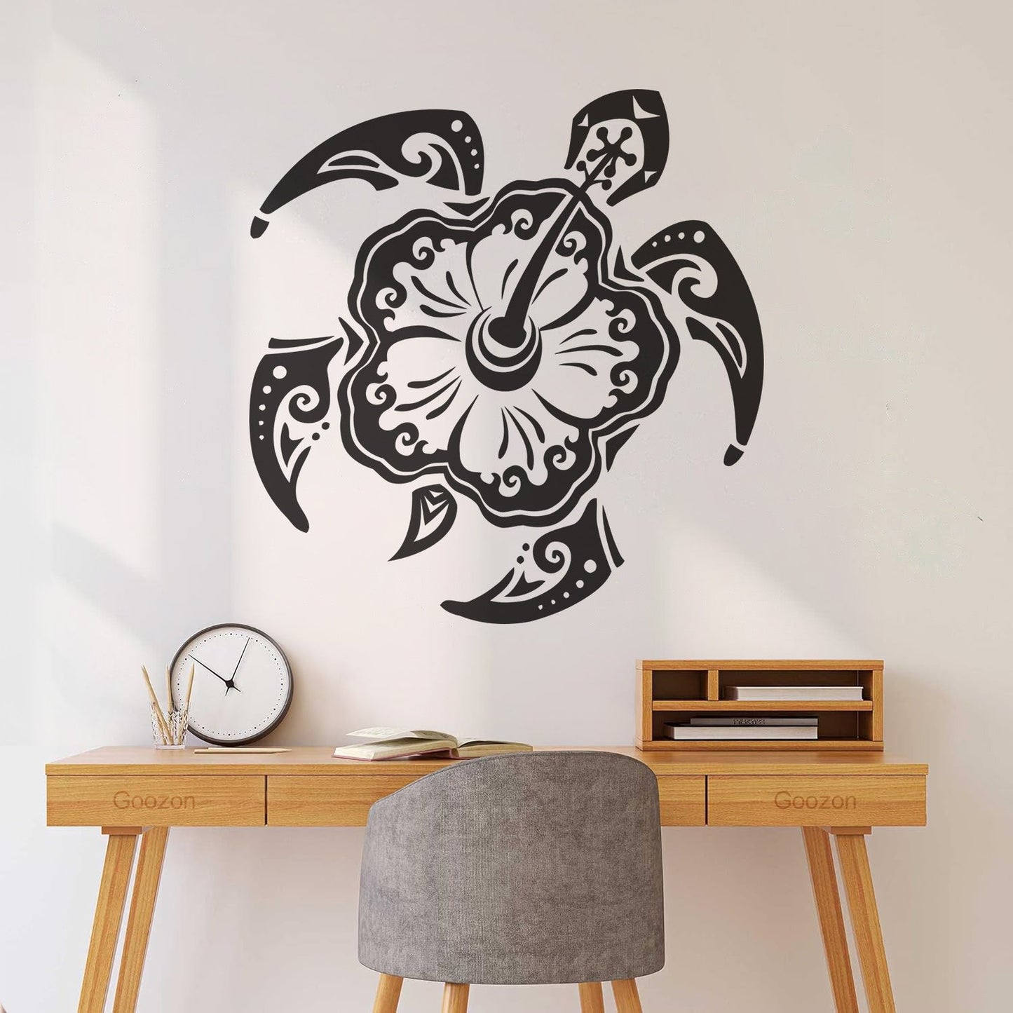 Vinyl Wall Stickers Sea Turtle Animal Exotic Flower Beach Style Multi Color Selection