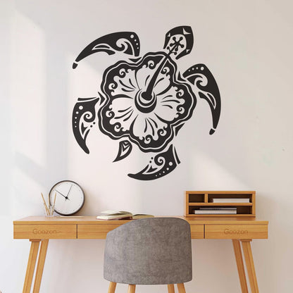 Vinyl Wall Stickers Sea Turtle Animal Exotic Flower Beach Style Multi Color Selection