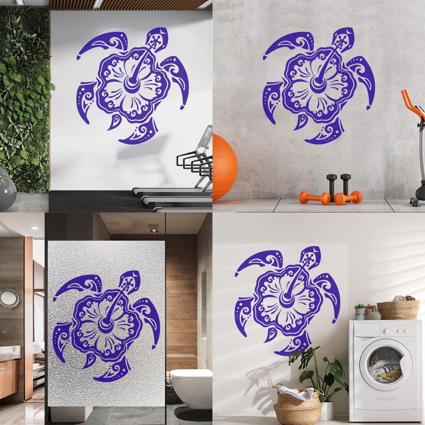 Vinyl Wall Stickers Sea Turtle Animal Exotic Flower Beach Style Multi Color Selection