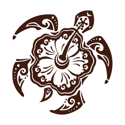 Vinyl Wall Stickers Sea Turtle Animal Exotic Flower Beach Style Multi Color Selection