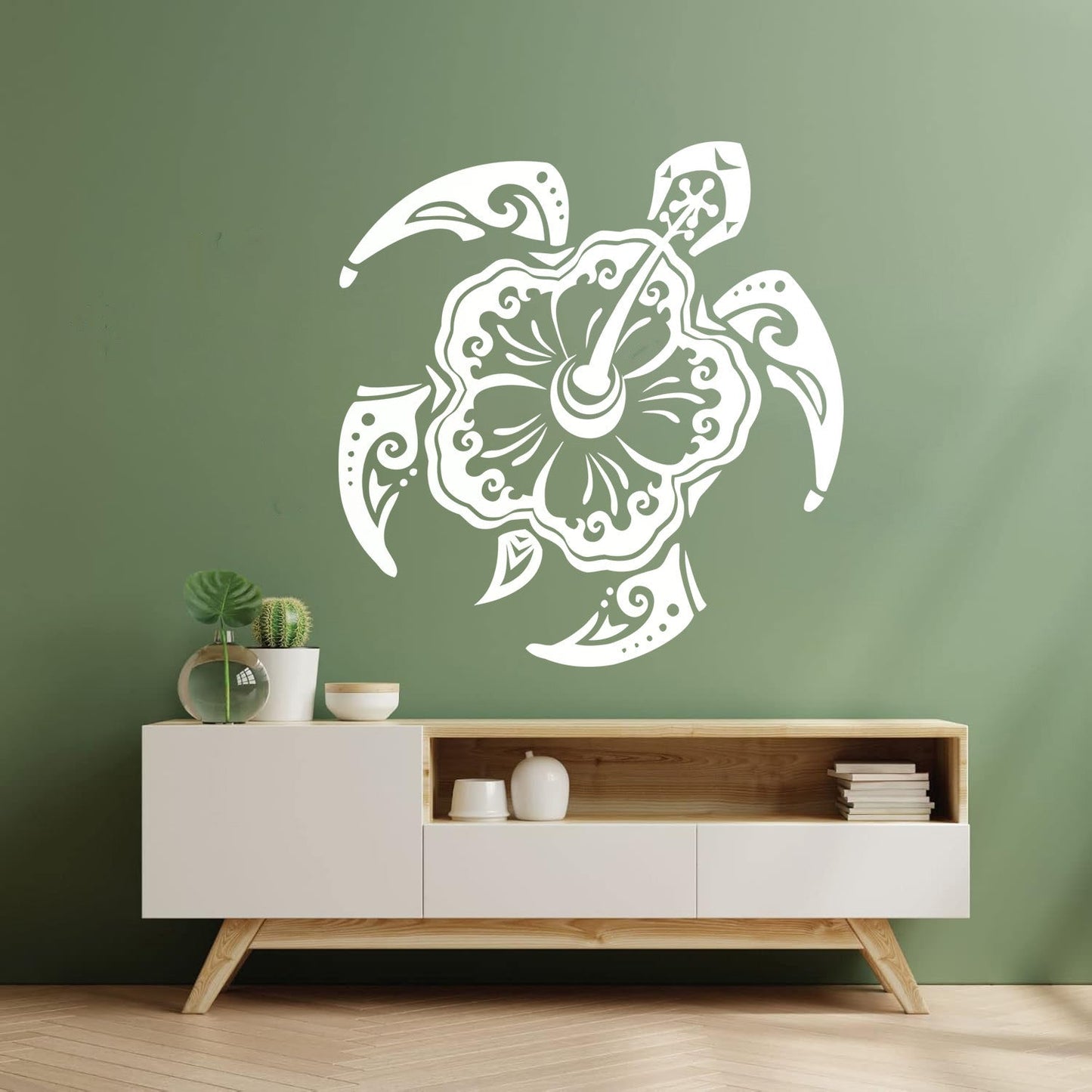 Vinyl Wall Stickers Sea Turtle Animal Exotic Flower Beach Style Multi Color Selection
