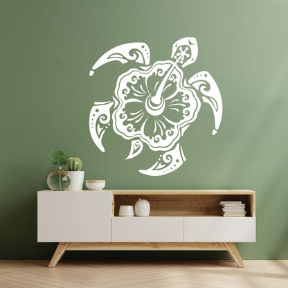 Vinyl Wall Stickers Sea Turtle Animal Exotic Flower Beach Style Multi Color Selection