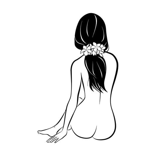 Vinyl Wall Decals Appeal Girl Back Lotus Flower Easy Installation