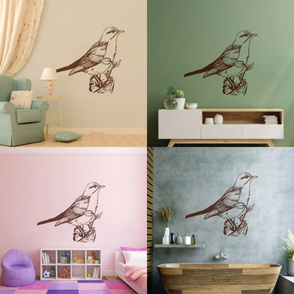 Fine Carving Stickers Songbird Bird On Branch Animal Natural Flowers Personalized Customization