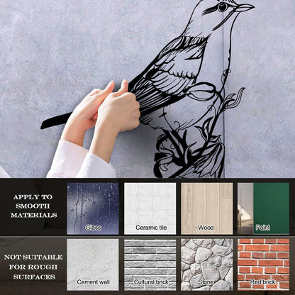 Fine Carving Stickers Songbird Bird On Branch Animal Natural Flowers Personalized Customization