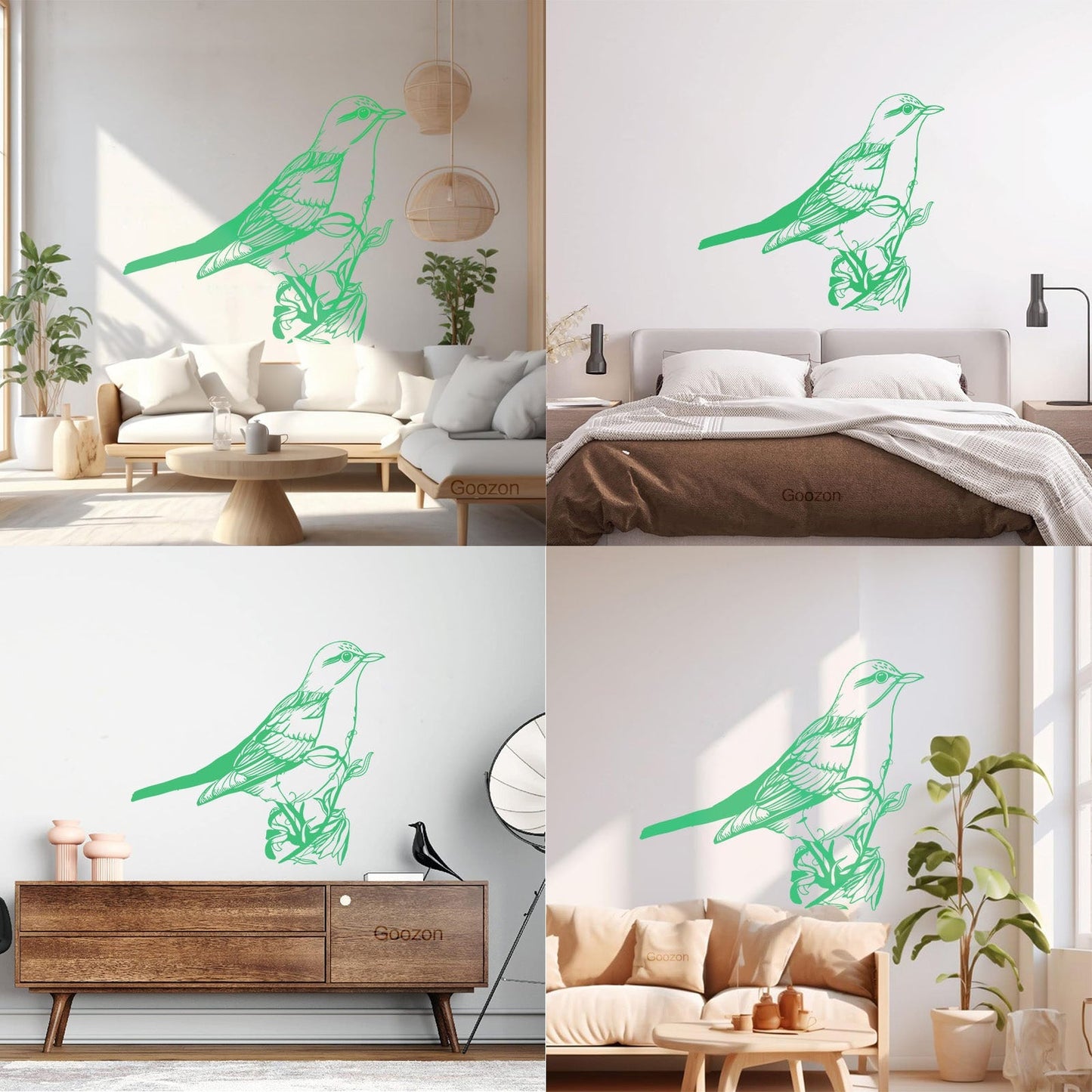 Fine Carving Stickers Songbird Bird On Branch Animal Natural Flowers Personalized Customization