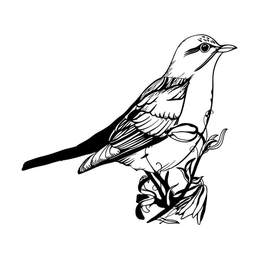 Fine Carving Stickers Songbird Bird On Branch Animal Natural Flowers Personalized Customization