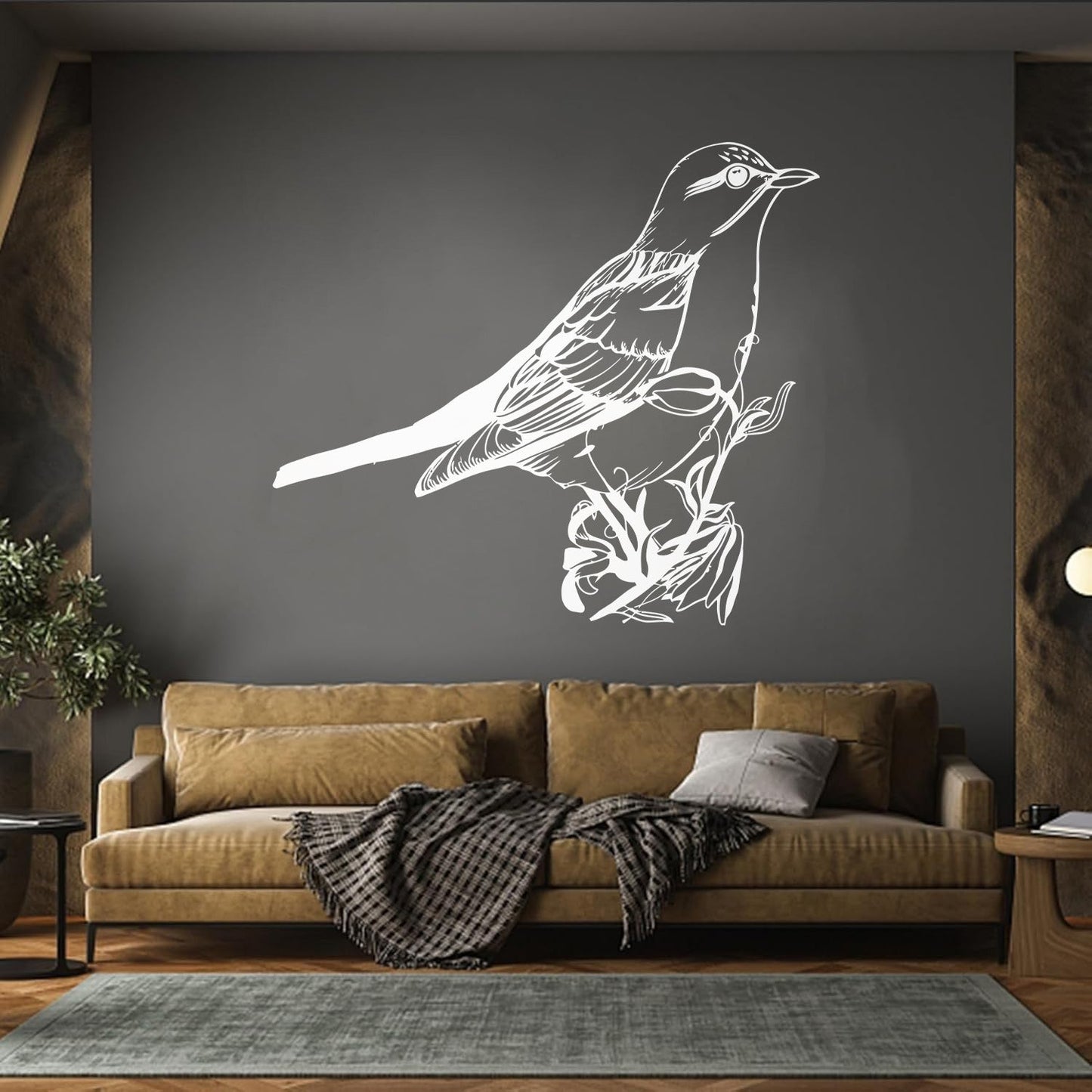 Fine Carving Stickers Songbird Bird On Branch Animal Natural Flowers Personalized Customization