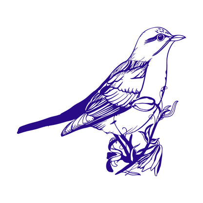 Fine Carving Stickers Songbird Bird On Branch Animal Natural Flowers Personalized Customization