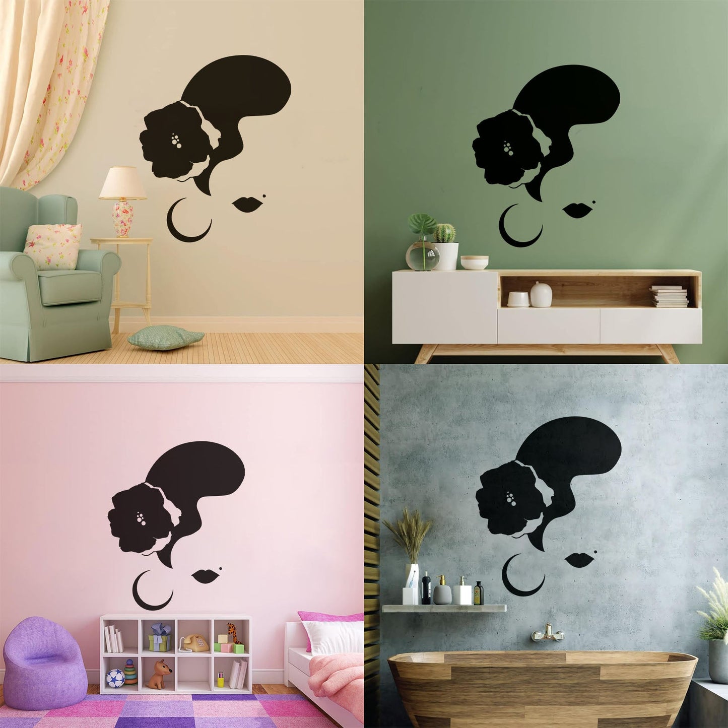 Spanish Dancer Woman Face Flower Flamenco Dance Wall Stickers Can Modify And Add Information