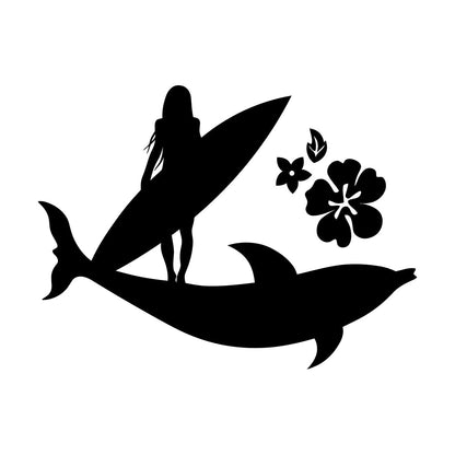 Lettering Stickers Surfer Girl Beach Style Surfing Flowers Dolphin Store Decoration