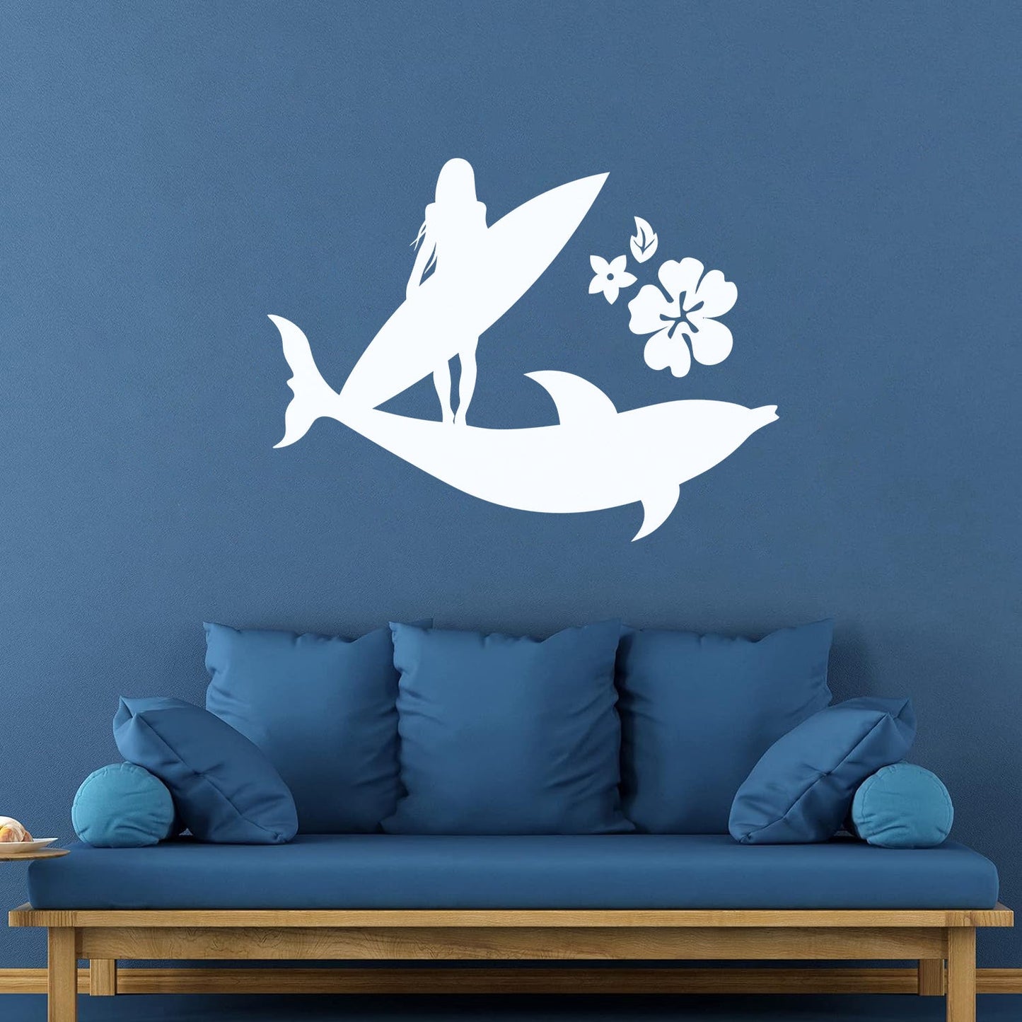 Lettering Stickers Surfer Girl Beach Style Surfing Flowers Dolphin Store Decoration