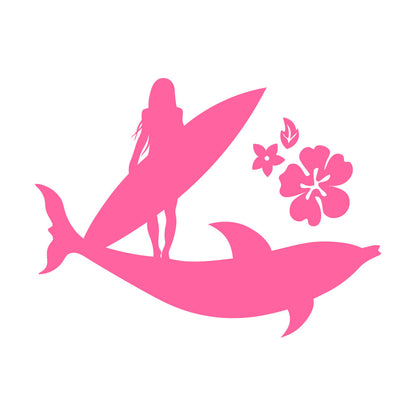 Lettering Stickers Surfer Girl Beach Style Surfing Flowers Dolphin Store Decoration