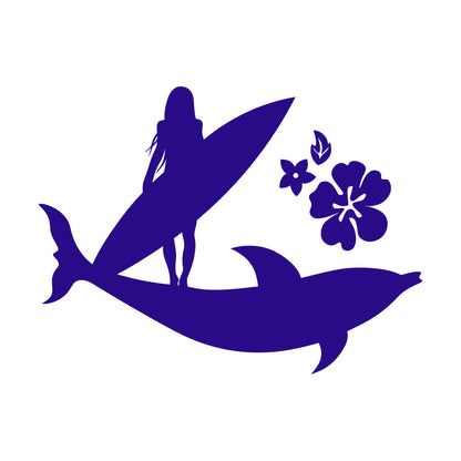 Lettering Stickers Surfer Girl Beach Style Surfing Flowers Dolphin Store Decoration