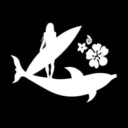 Lettering Stickers Surfer Girl Beach Style Surfing Flowers Dolphin Store Decoration