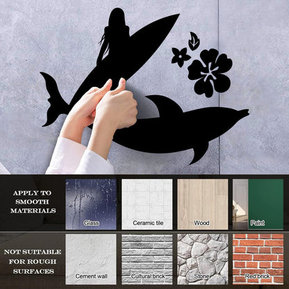 Lettering Stickers Surfer Girl Beach Style Surfing Flowers Dolphin Store Decoration