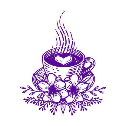 Wall Decals Tea Time Cup Of Tea Kitchen Cafe Flowers Self Adhesive