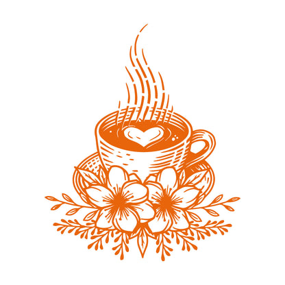 Wall Decals Tea Time Cup Of Tea Kitchen Cafe Flowers Self Adhesive