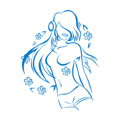 Vinyl Wall Decals Teen Girl Music Lover Headphones Dancing Flowers Do Not Damage The Wall Surface